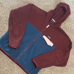 Patagonia Kids Maroon and Teal Hooded Fleece